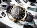 New Copy Omega Automatic Watch Black Dial With Gold Markers Leather Strap